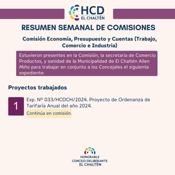 Resumen de la Semana de Comisiones en el HCD de El Chalten